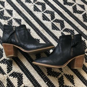 UO Leather black heeled booties